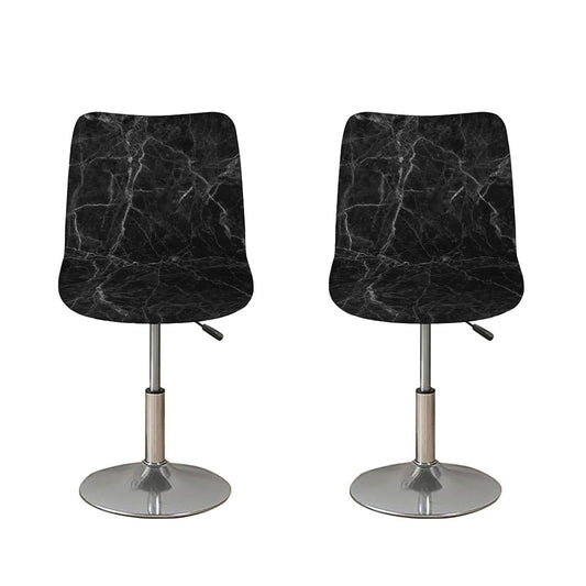 Black Grey Dark Marble Print Bar Stool Covers