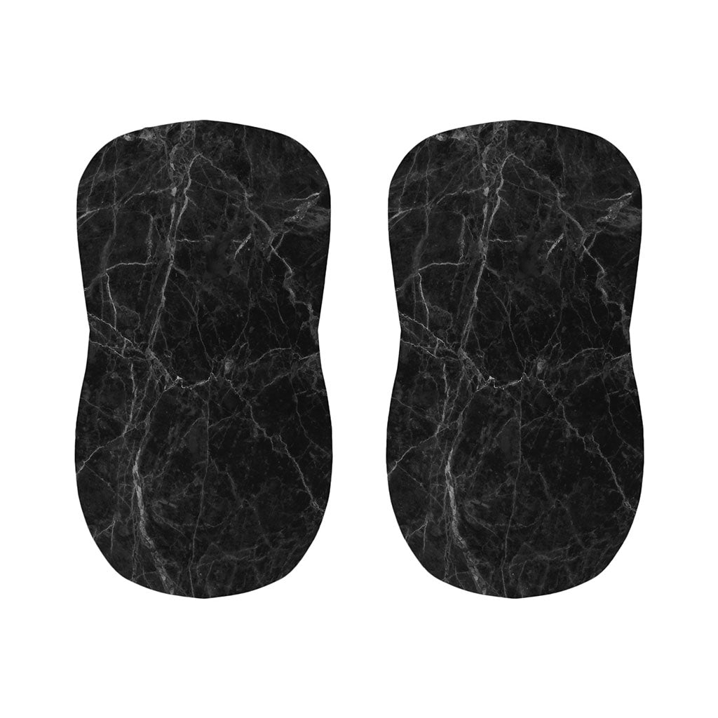 Black Grey Dark Marble Print Bar Stool Covers