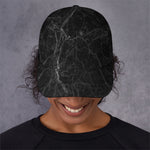 Black Grey Dark Marble Print Baseball Cap
