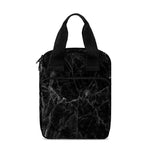 Black Grey Dark Marble Print Bible Tote Bag