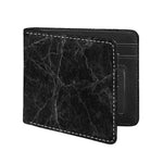 Black Grey Dark Marble Print Bifold Wallet