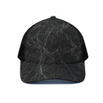 Black Grey Dark Marble Print Black Mesh Trucker Cap