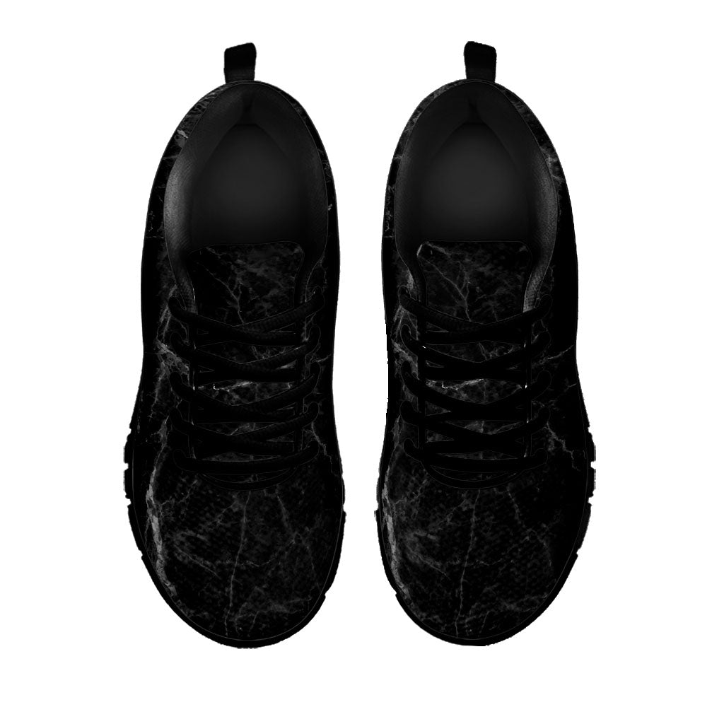Black Grey Dark Marble Print Black Running Shoes