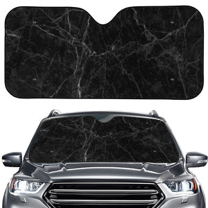 Black Grey Dark Marble Print Car Windshield Sun Shade