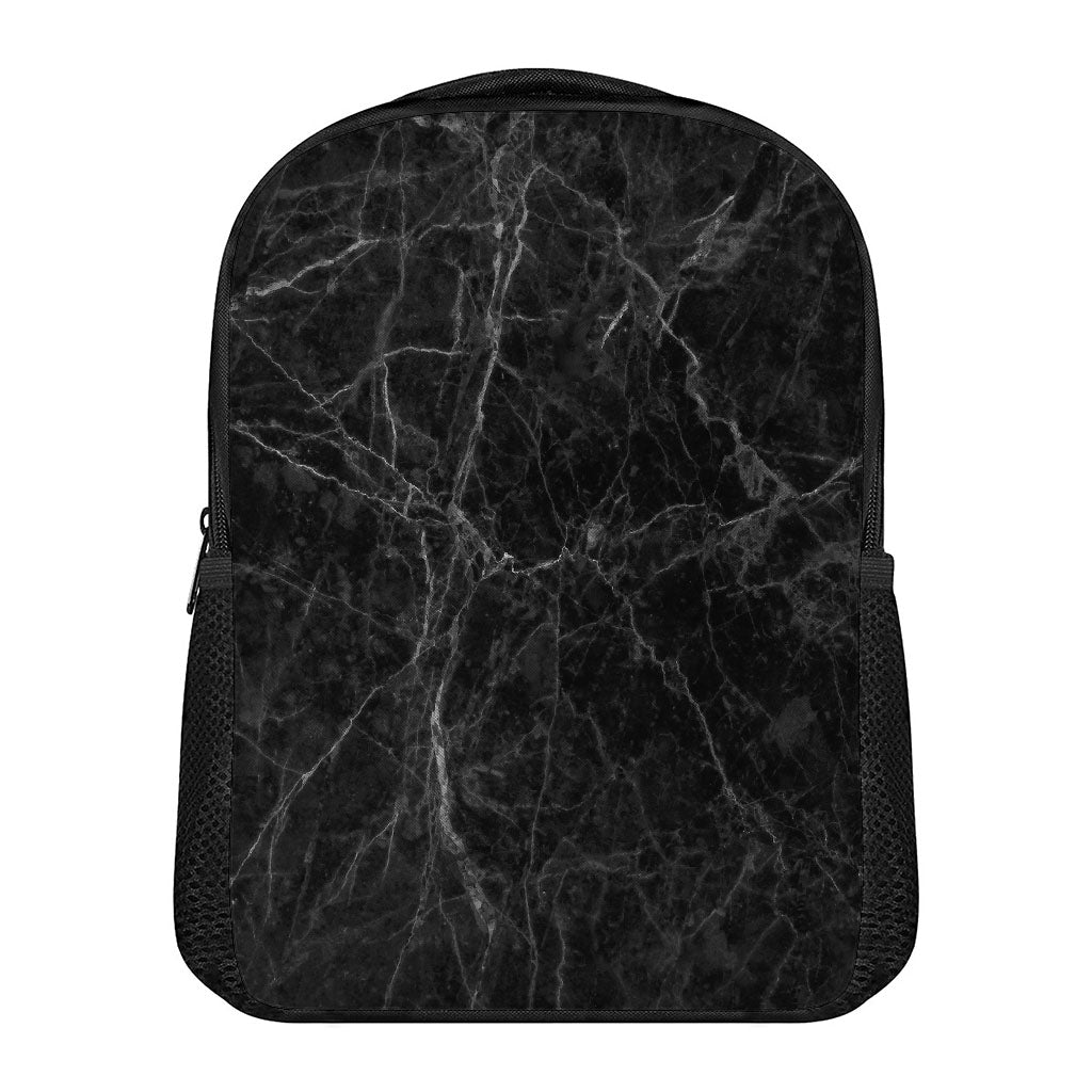 Black Grey Dark Marble Print Casual Backpack