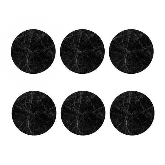 Black Grey Dark Marble Print Coaster Set