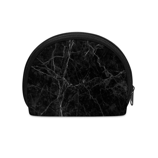 Black Grey Dark Marble Print Coin Purse
