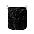 Black Grey Dark Marble Print Collapsible Laundry Basket