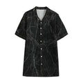 Black Grey Dark Marble Print Cotton Hawaiian Shirt