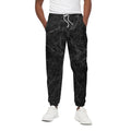 Black Grey Dark Marble Print Cotton Sweatpants