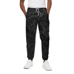 Black Grey Dark Marble Print Cotton Pants