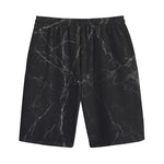 Black Grey Dark Marble Print Cotton Shorts