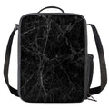 Black Grey Dark Marble Print Crossbody Lunch Bag