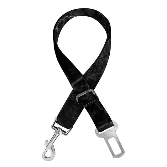 Black Grey Dark Marble Print Dog Seat Belt