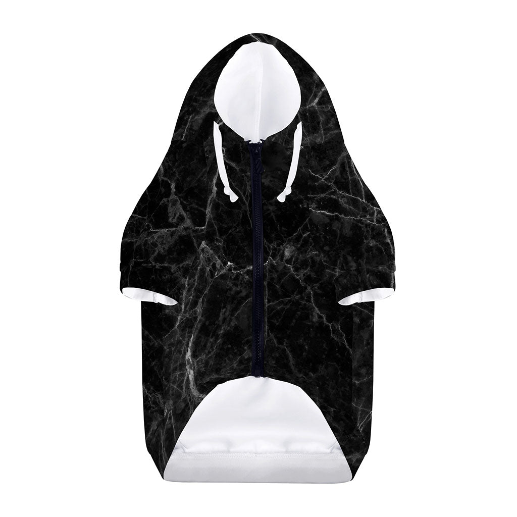 Black Grey Dark Marble Print Dog Zip Up Hoodie