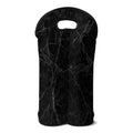 Black Grey Dark Marble Print Double Neoprene Wine Tote