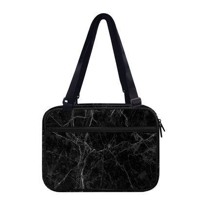 Black Grey Dark Marble Print Double Strap Bible Bag