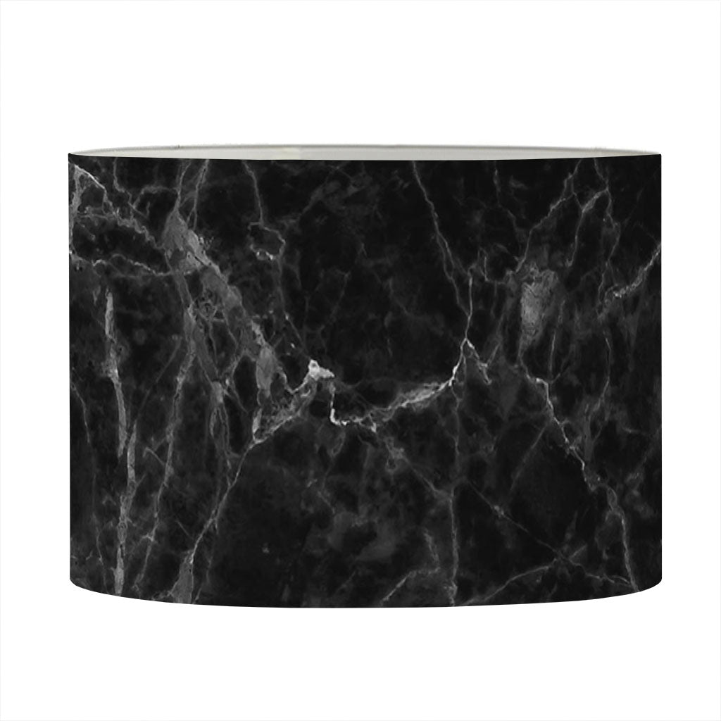 Black Grey Dark Marble Print Drum Lamp Shade
