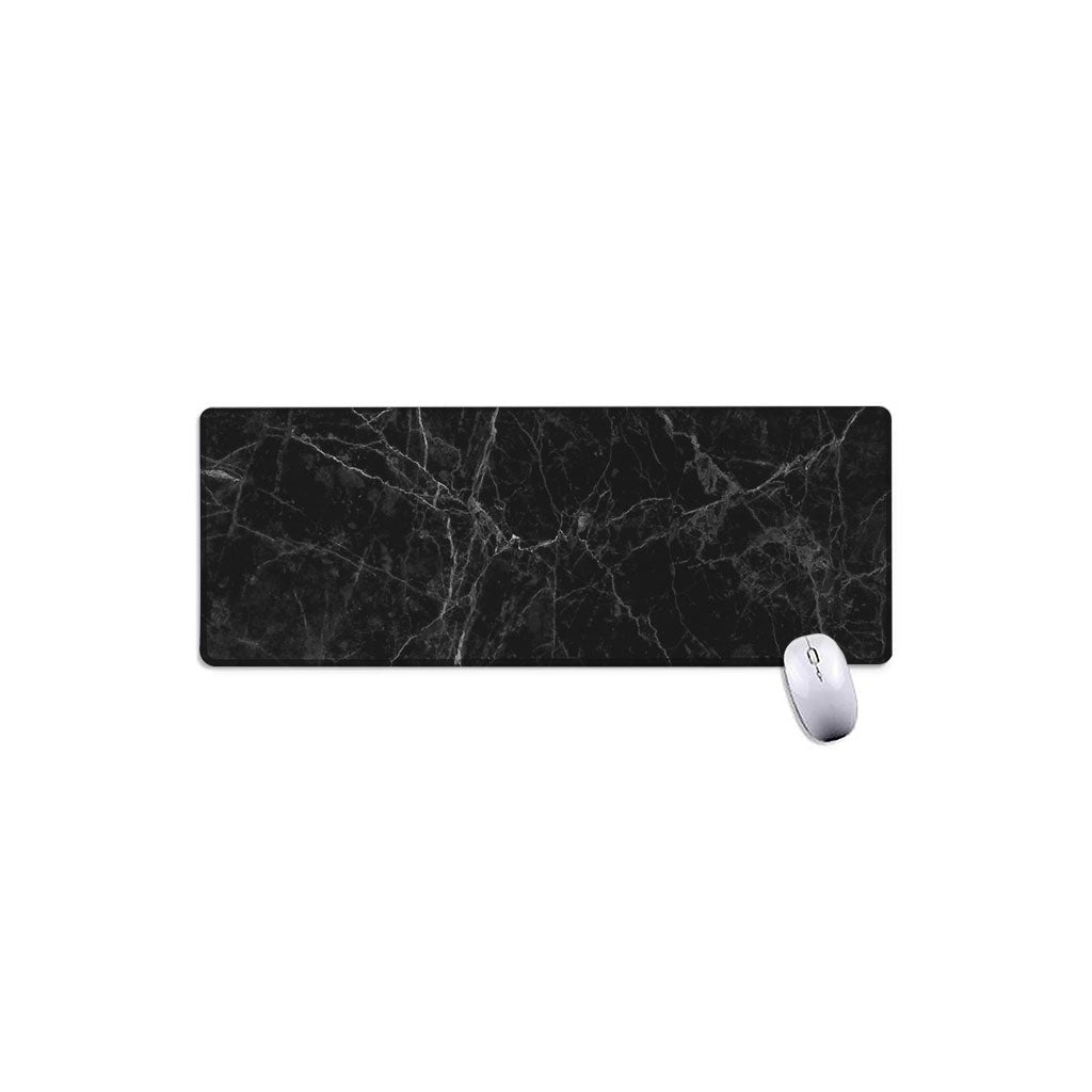 Black Grey Dark Marble Print Extended Mouse Pad
