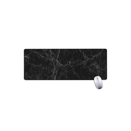 Black Grey Dark Marble Print Extended Mouse Pad
