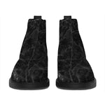 Black Grey Dark Marble Print Flat Ankle Boots