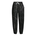 Black Grey Dark Marble Print Fleece Lined Knit Pants