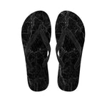 Black Grey Dark Marble Print Flip Flops