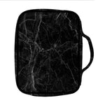 Black Grey Dark Marble Print Front Pocket Bible Bag
