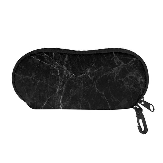 Black Grey Dark Marble Print Glasses Case