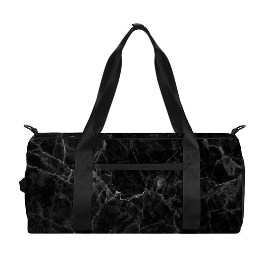 Black Grey Dark Marble Print Gym Bag