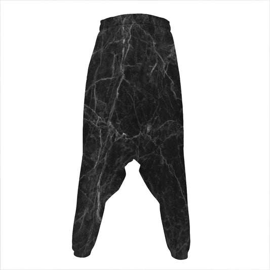 Black Grey Dark Marble Print Hammer Pants