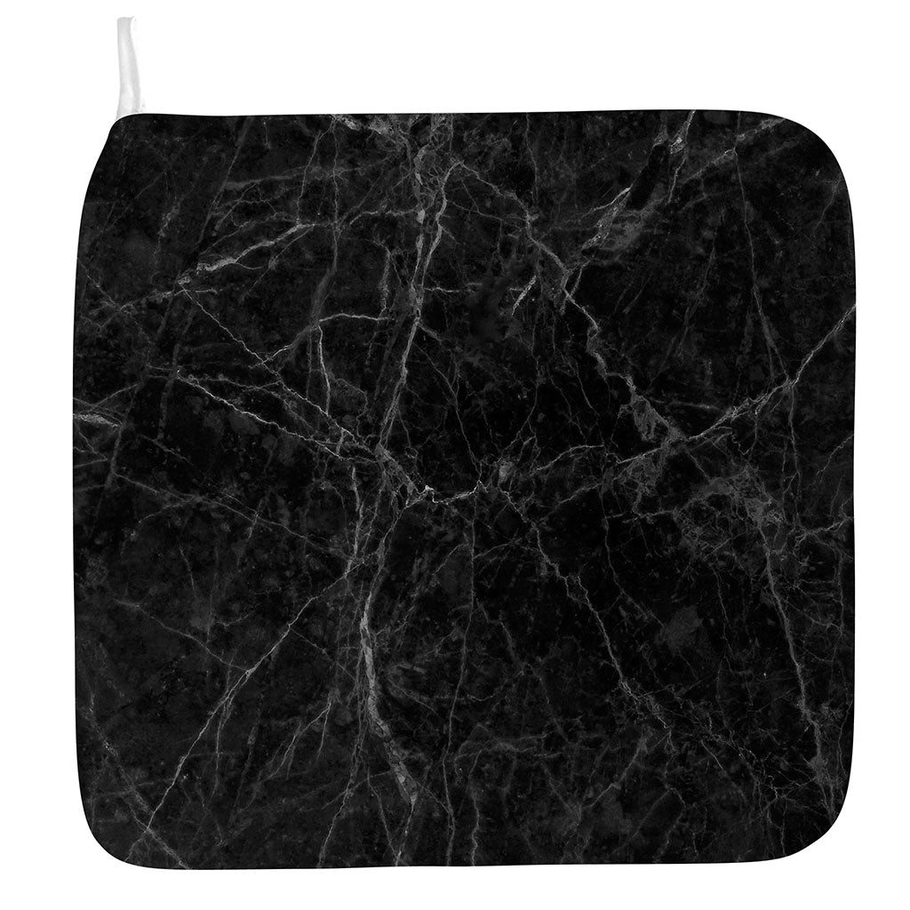 Black Grey Dark Marble Print Hand Towel