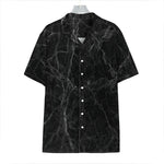 Black Grey Dark Marble Print Hawaiian Shirt