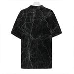 Black Grey Dark Marble Print Hawaiian Shirt