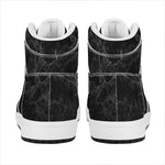 Black Grey Dark Marble Print High Top Leather Sneakers