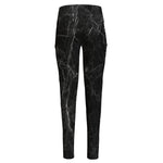 Black Grey Dark Marble Print High-Waisted Pocket Leggings