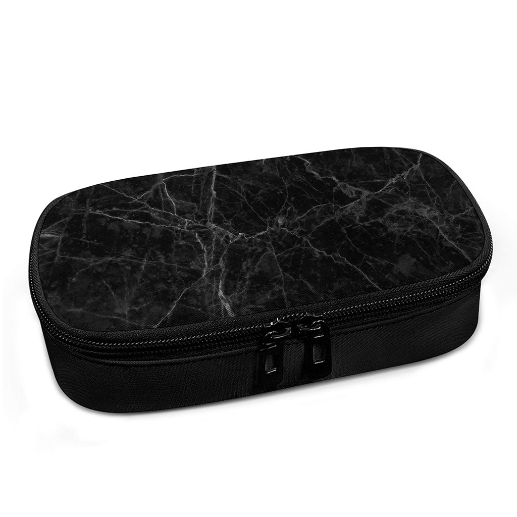 Black Grey Dark Marble Print Insulin Cooler Travel Case