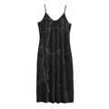 Black Grey Dark Marble Print Jersey Midi Cami Dress