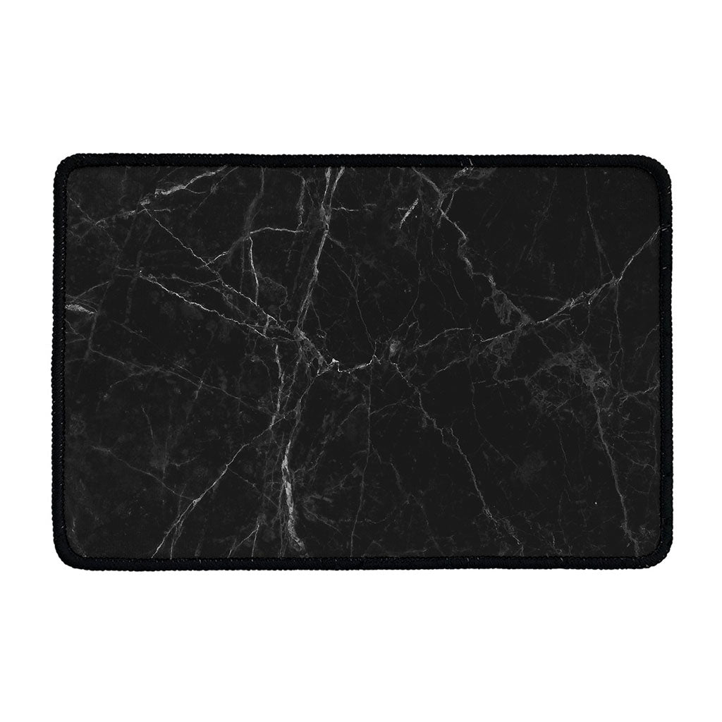 Black Grey Dark Marble Print Kitchen Mat