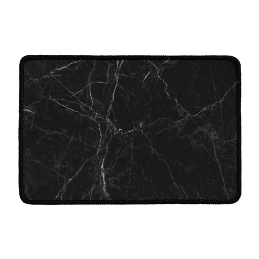 Black Grey Dark Marble Print Kitchen Mat