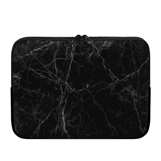 Black Grey Dark Marble Print Laptop Sleeve