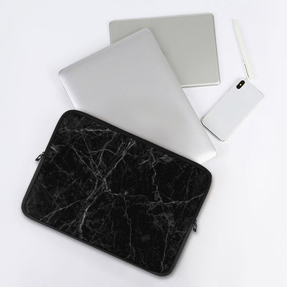 Black Grey Dark Marble Print Laptop Sleeve