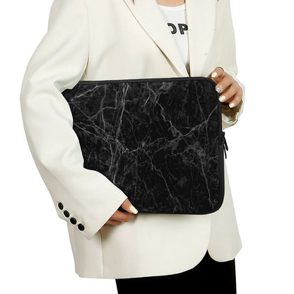 Black Grey Dark Marble Print Laptop Sleeve
