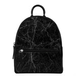 Black Grey Dark Marble Print Leather Backpack