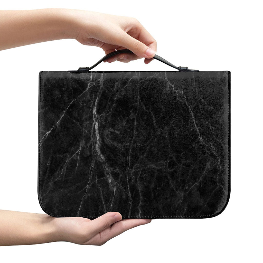 Black Grey Dark Marble Print Leather Bible Cover