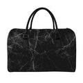 Black Grey Dark Marble Print Leather Duffel Bag