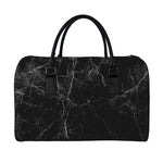 Black Grey Dark Marble Print Leather Duffle Bag