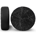 Black Grey Dark Marble Print Leather Spare Tire Cover