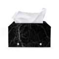 Black Grey Dark Marble Print Leather Tissue Box Cover