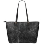 Black Grey Dark Marble Print Leather Tote Bag